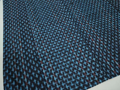 平和屋着物●久留米絣　単衣　格子柄　綿　逸品　CABC6757yc