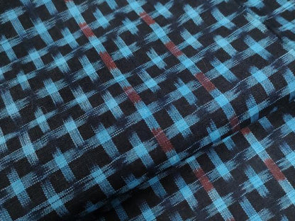 平和屋着物●久留米絣　単衣　格子柄　綿　逸品　CABC6757yc