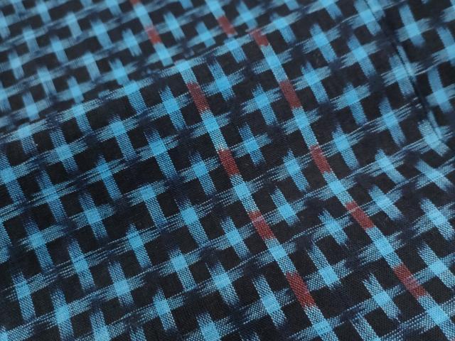 平和屋着物●久留米絣　単衣　格子柄　綿　逸品　CABC6757yc