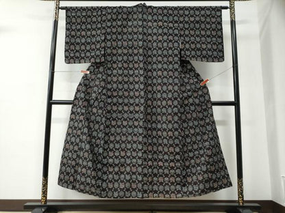 平和屋着物●久留米絣　単衣　吉祥文　綿　逸品　CABC6758yc