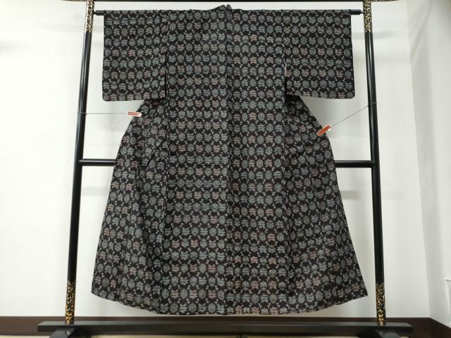 平和屋着物●久留米絣　単衣　吉祥文　綿　逸品　CABC6758yc