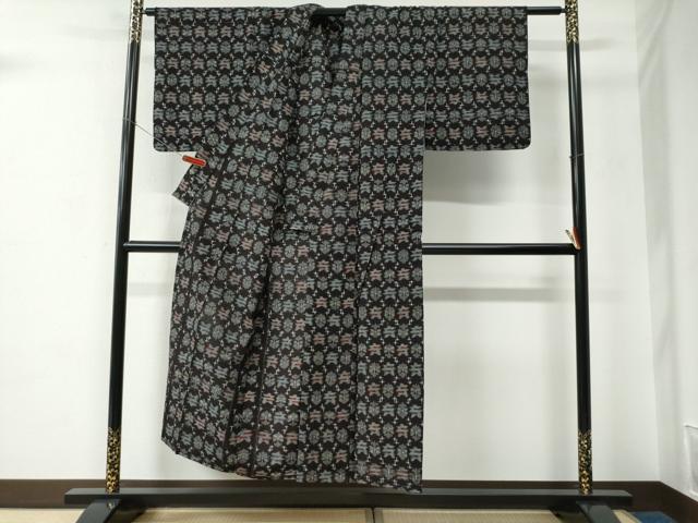平和屋着物●久留米絣　単衣　吉祥文　綿　逸品　CABC6758yc