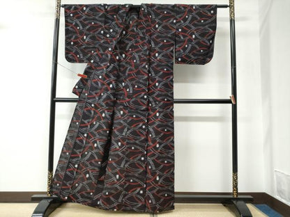 平和屋着物●久留米絣　単衣　吉祥文　綿　逸品　未使用　CABC6760yc