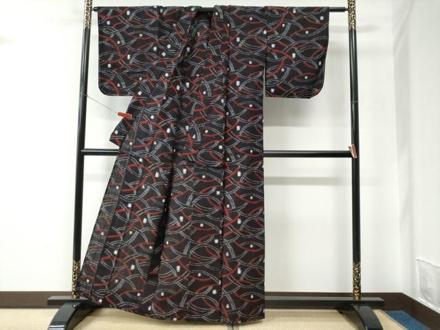 平和屋着物●久留米絣　単衣　吉祥文　綿　逸品　未使用　CABC6760yc