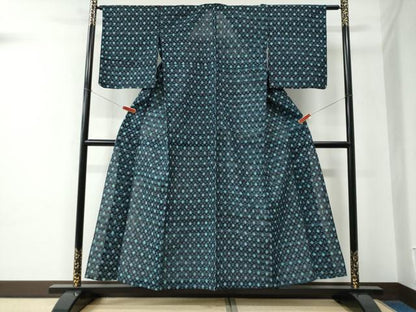 平和屋着物●久留米絣　単衣　吉祥文　綿　逸品　CABC6761yc