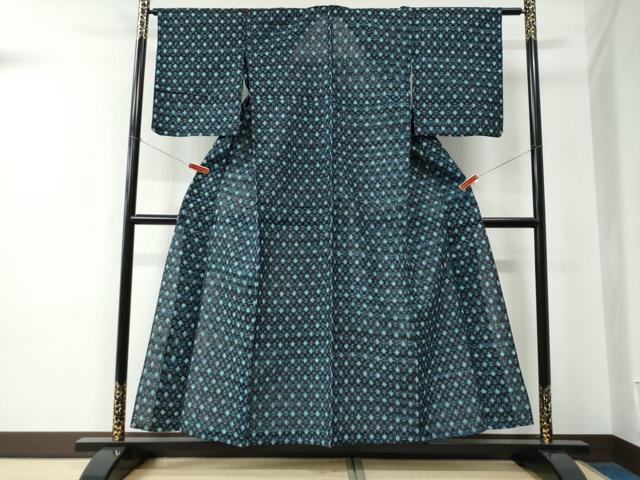 平和屋着物●久留米絣　単衣　吉祥文　綿　逸品　CABC6761yc