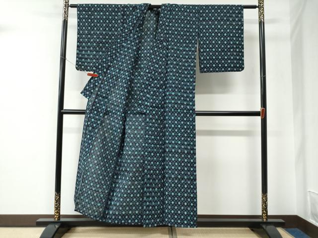 平和屋着物●久留米絣　単衣　吉祥文　綿　逸品　CABC6761yc