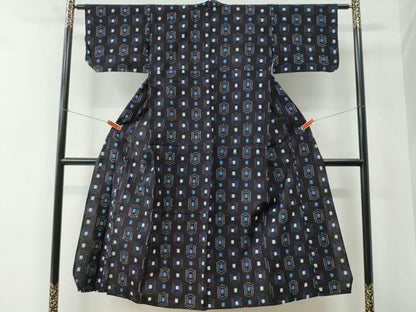 平和屋着物●久留米絣　単衣　亀甲吉祥文　綿　逸品　CABC6763yc