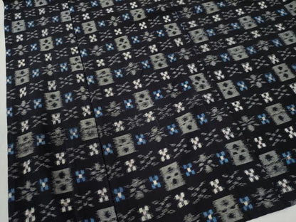 平和屋着物●久留米絣　単衣　色紙花文　綿　逸品　CABC6765yc