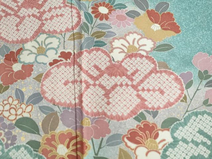 平和屋着物●訪問着　草花文　暈し染め　金彩　正絹　逸品　CABC6767yc