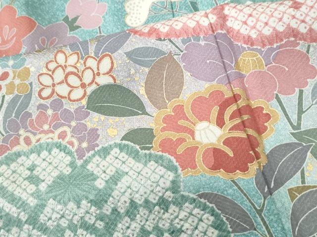 平和屋着物●訪問着　草花文　暈し染め　金彩　正絹　逸品　CABC6767yc
