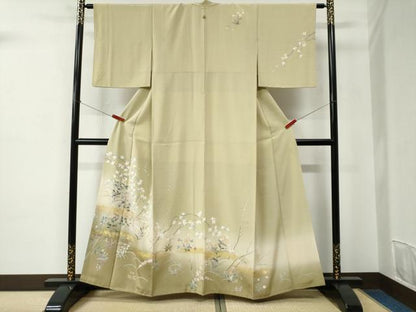平和屋着物●訪問着　友禅　霞草花文　暈し染め　金彩　正絹　逸品　CABC6769yc