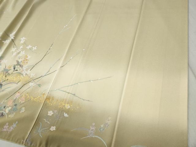 平和屋着物●訪問着　友禅　霞草花文　暈し染め　金彩　正絹　逸品　CABC6769yc