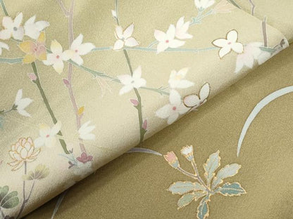 平和屋着物●訪問着　友禅　霞草花文　暈し染め　金彩　正絹　逸品　CABC6769yc