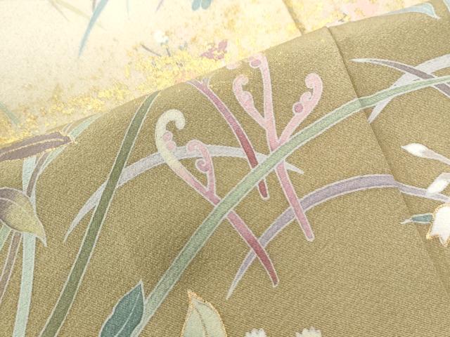 平和屋着物●訪問着　友禅　霞草花文　暈し染め　金彩　正絹　逸品　CABC6769yc