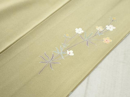 平和屋着物●訪問着　友禅　霞草花文　暈し染め　金彩　正絹　逸品　CABC6769yc