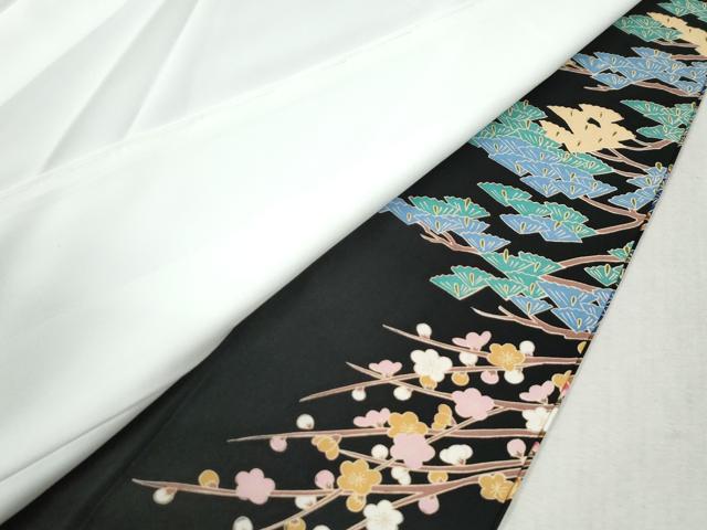 平和屋着物●豪華黒留袖　友禅　作家物　飛鶴松梅文　正絹　逸品　CABC6772yc
