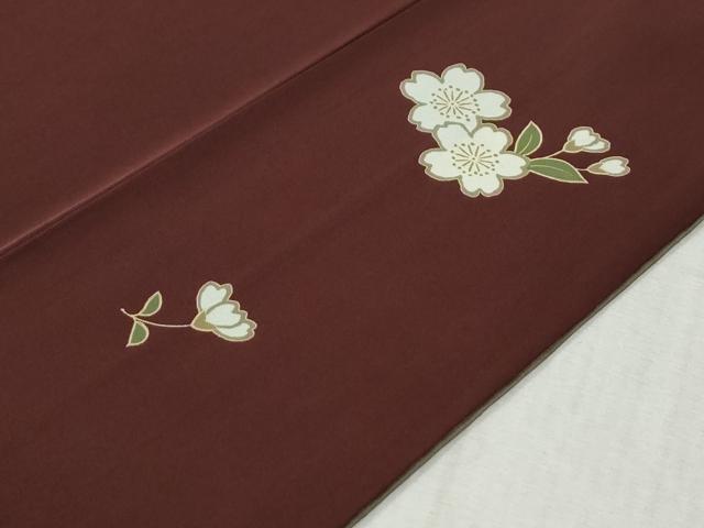 平和屋着物●訪問着　紬地　駒刺繍　笹竹枝桜文　正絹　逸品　未使用　CABC6775yc
