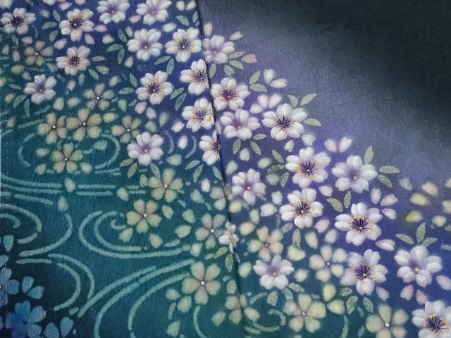平和屋着物●豪華振袖　流水舞花文　暈し染め　正絹　逸品　CABC6776yc