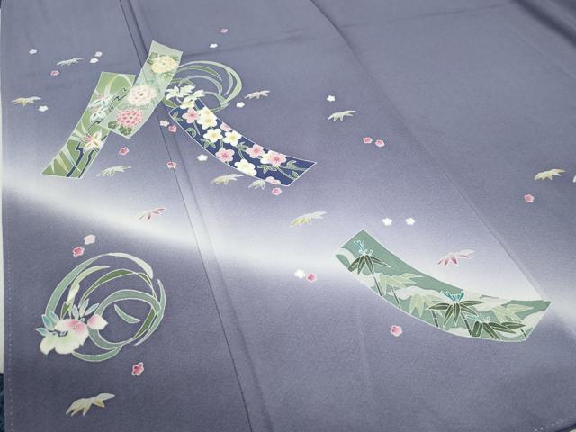 平和屋着物●本加賀友禅作家　松島由美　訪問着　短冊笹花文　暈し染め　京都きもの友禅扱い　正絹　逸品　CABC6792yc