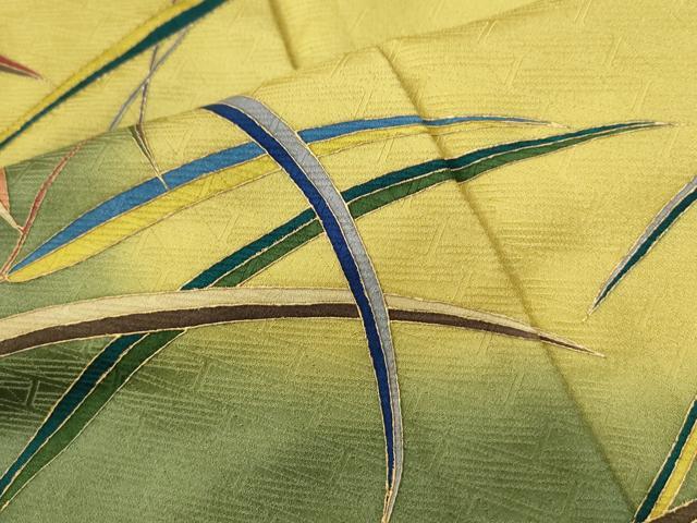 平和屋着物●染色作家　斉藤三才　訪問着　枝葉文　暈し染め　金彩　正絹　逸品　CABC6797yc