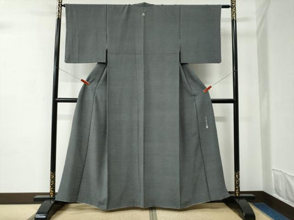 平和屋着物●江戸小紋　黒岩秀硯　角通し　黒地　正絹　逸品　CABC6798yc