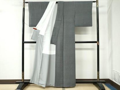 平和屋着物●江戸小紋　黒岩秀硯　角通し　黒地　正絹　逸品　CABC6798yc