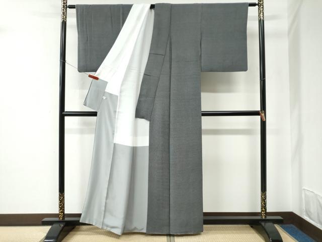 平和屋着物●江戸小紋　黒岩秀硯　角通し　黒地　正絹　逸品　CABC6798yc