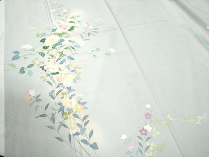平和屋着物●訪問着　友禅　作家物　草花文　正絹　逸品　CABC6799yc