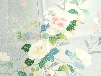 平和屋着物●訪問着　友禅　作家物　草花文　正絹　逸品　CABC6799yc