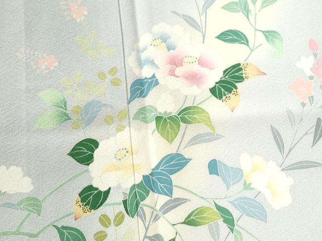 平和屋着物●訪問着　友禅　作家物　草花文　正絹　逸品　CABC6799yc