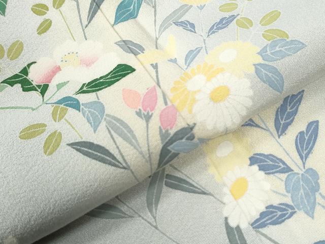 平和屋着物●訪問着　友禅　作家物　草花文　正絹　逸品　CABC6799yc