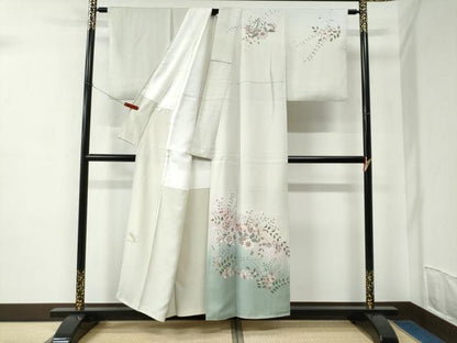 平和屋着物●訪問着　更紗草花文　暈し染め　金彩　正絹　逸品　CABC6804yc