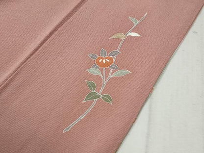 平和屋着物●訪問着　作家物　駒刺繍　枝橘笹花文　暈し染め　金彩　正絹　逸品　CABC6806yc