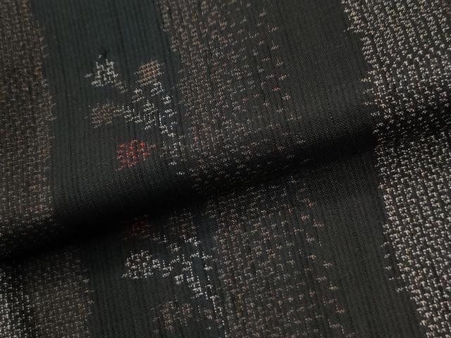 平和屋着物●上質な紬　枝蕾間道　正絹　逸品　未使用　CABC6808yc