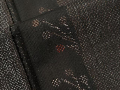 平和屋着物●上質な紬　枝蕾間道　正絹　逸品　未使用　CABC6808yc