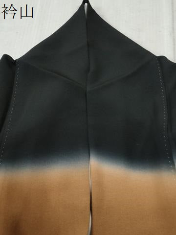 平和屋着物●訪問着　鬘帯枝橘吉祥花文　暈し染め　黒地　金彩　正絹　逸品　CABC6817yc