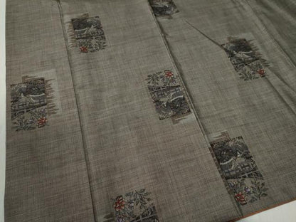 平和屋着物●本場大島紬　9マルキ　色紙重ね風景花文　正絹　逸品　CABC6819yc