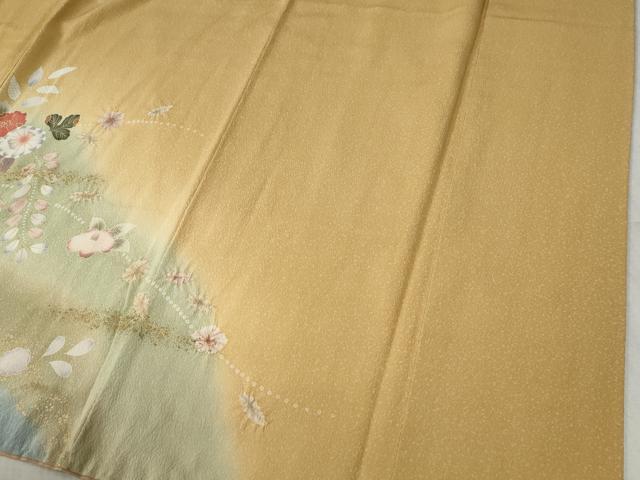 平和屋着物●訪問着　絞り　草花文　暈し染め　金彩　正絹　逸品　CABC6821yc