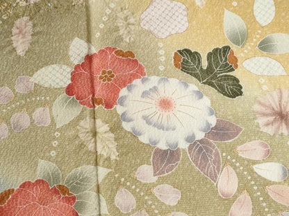 平和屋着物●訪問着　絞り　草花文　暈し染め　金彩　正絹　逸品　CABC6821yc