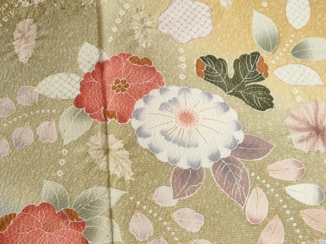 平和屋着物●訪問着　絞り　草花文　暈し染め　金彩　正絹　逸品　CABC6821yc