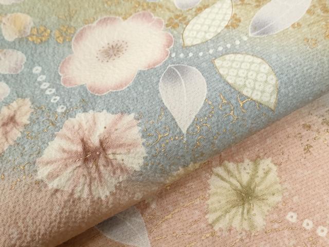 平和屋着物●訪問着　絞り　草花文　暈し染め　金彩　正絹　逸品　CABC6821yc