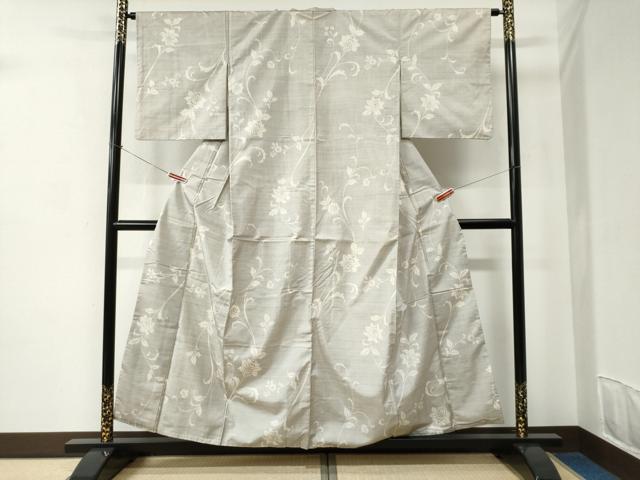 平和屋着物●本場大島紬　白大島　9マルキ　更紗花唐草文　正絹　逸品　CABC6822yc