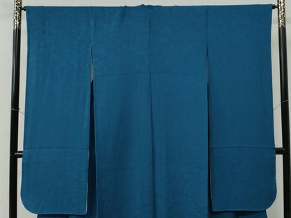 平和屋着物●豪華振袖・長襦袢セット　色無地　草花地紋　藍色　やまと誂製　正絹　逸品　CABC6826yc