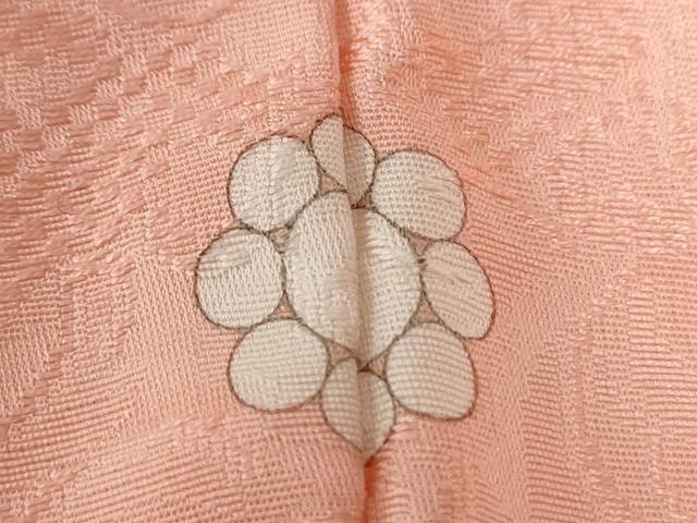 平和屋着物●豪華振袖　色無地　唐草地紋　珊瑚色　正絹　逸品　CABC6827yc