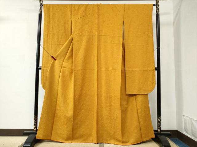 平和屋着物●豪華振袖　色無地　辻が花地紋　柑子色　正絹　逸品　CABC6830yc