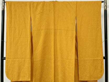 平和屋着物●豪華振袖　色無地　辻が花地紋　柑子色　正絹　逸品　CABC6830yc