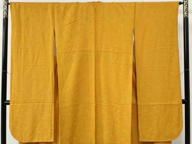 平和屋着物●豪華振袖　色無地　辻が花地紋　柑子色　正絹　逸品　CABC6830yc