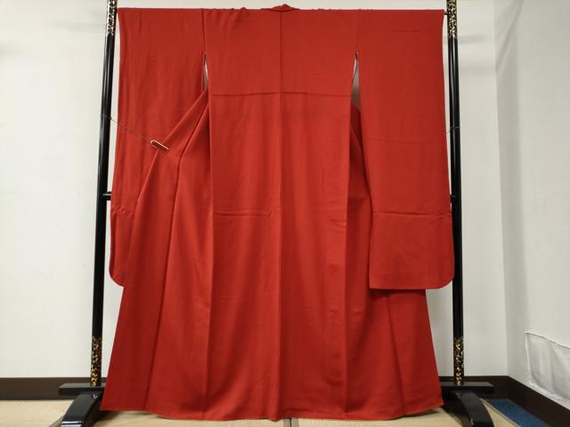 平和屋着物●豪華振袖　色無地　深緋色　正絹　逸品　CABC6831yc
