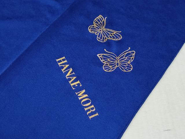 平和屋着物●森英恵・HANAE MORI　振袖　色無地　舞桜地紋　鉄紺色　正絹　逸品　CABC6835yc